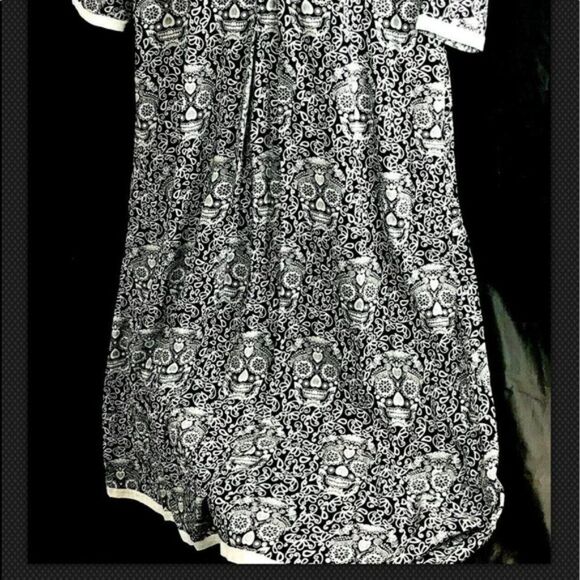 Handmade Dress Cotton Sugar Skull Long Small Y - Picture 3 of 9